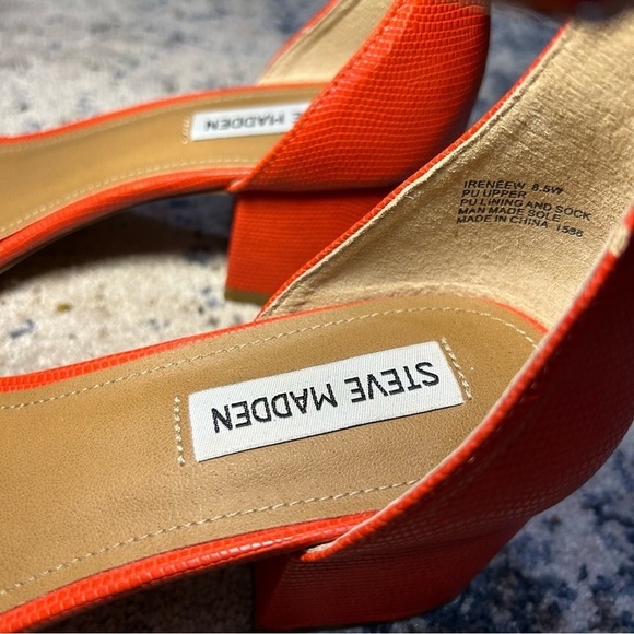 Steve Madden Irenee Orange Chunky Heel Strappy Sandals Size 8.5W - Picture 8 of 10